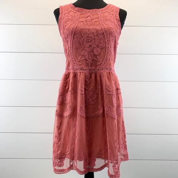Entro Lace Fit And Flare Sleeveless Dress S - Picture 2 of 9